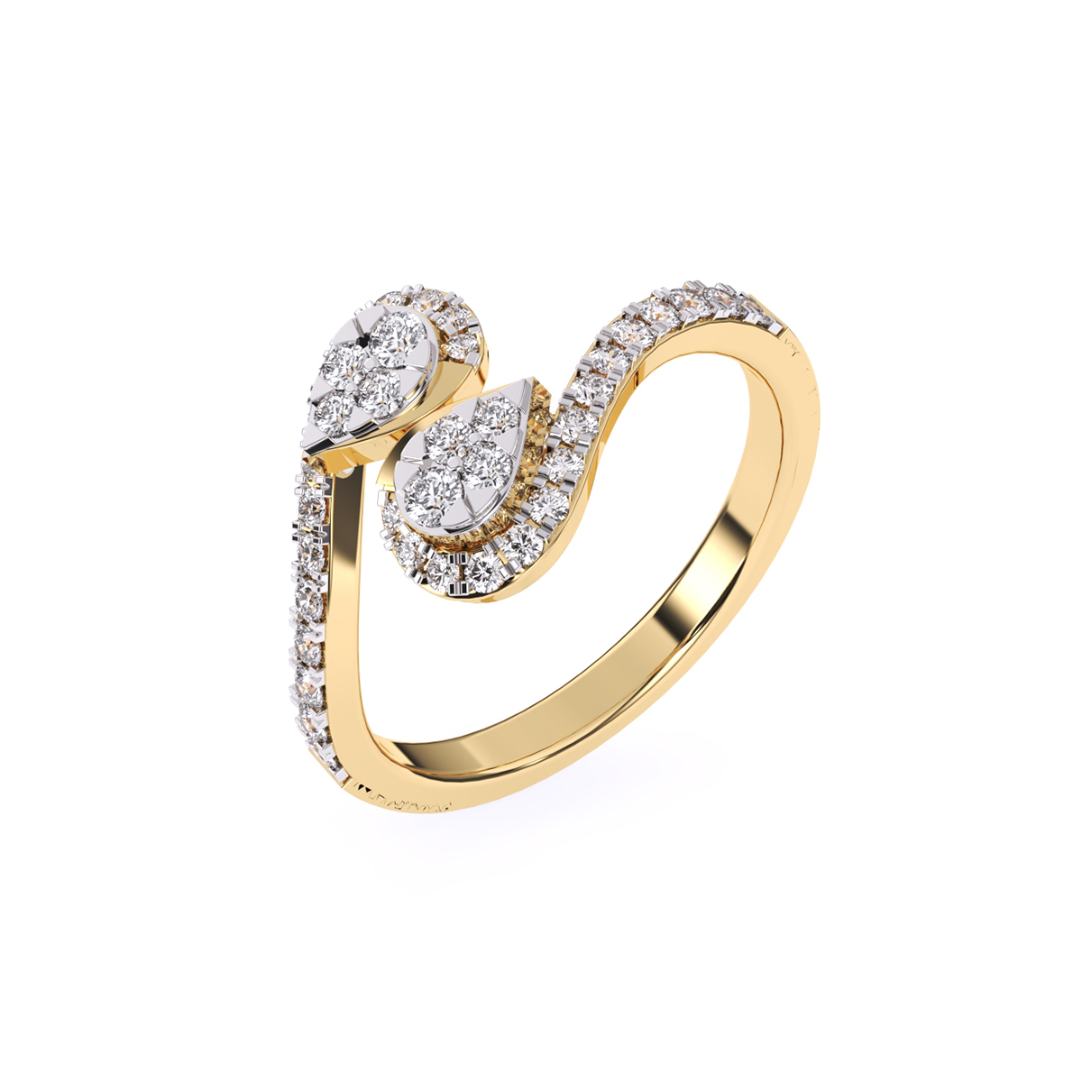 Amazing Bypass Pear Halo Diamond Ring